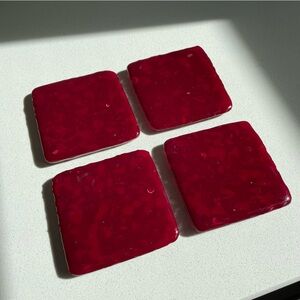 Chic Red Square Recycled Glass Coasters